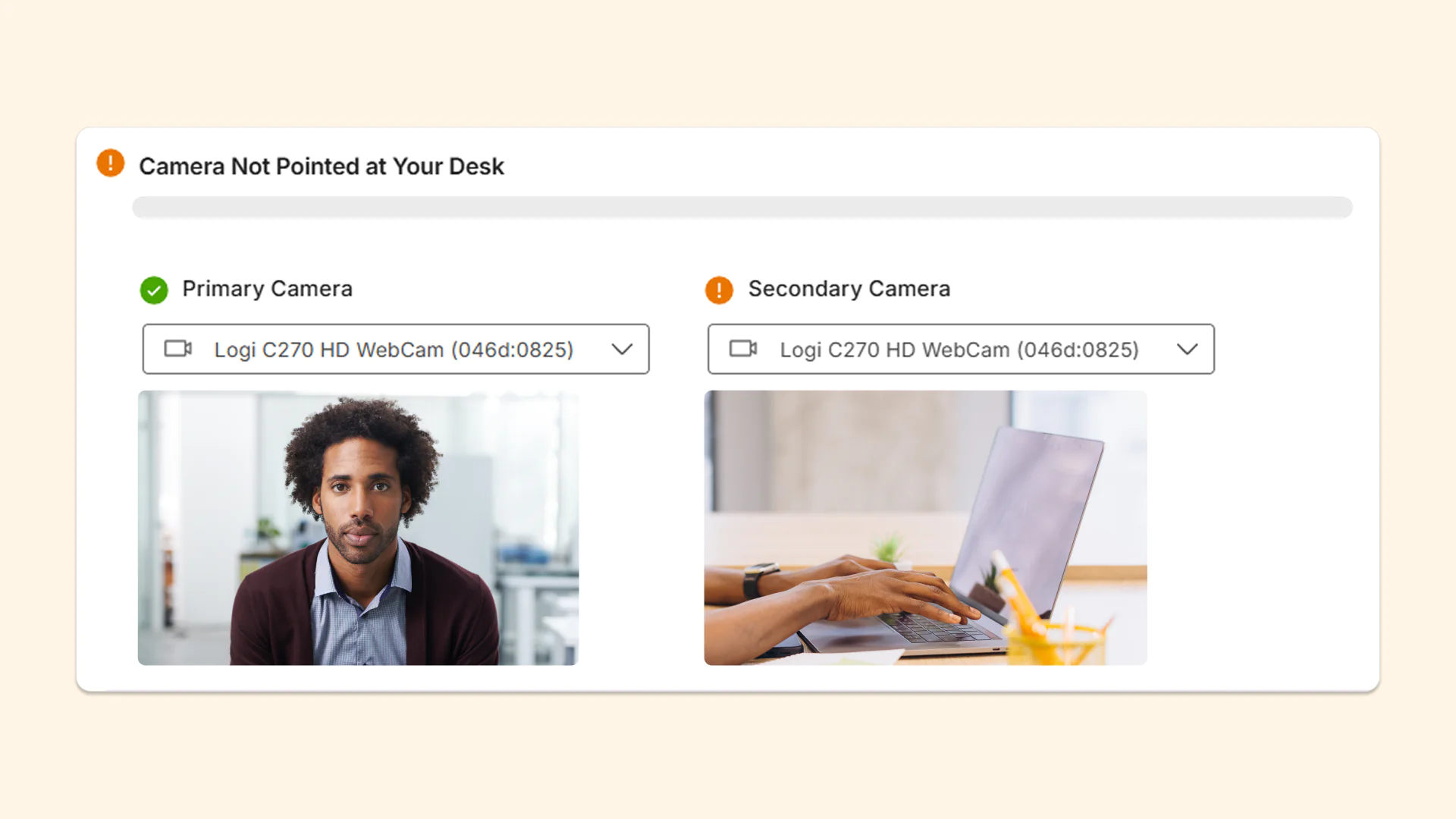 AI secondary camera verification: AI secondary camera verification: AI analyzes the secondary camera and ensures that it is pointed in the right place.