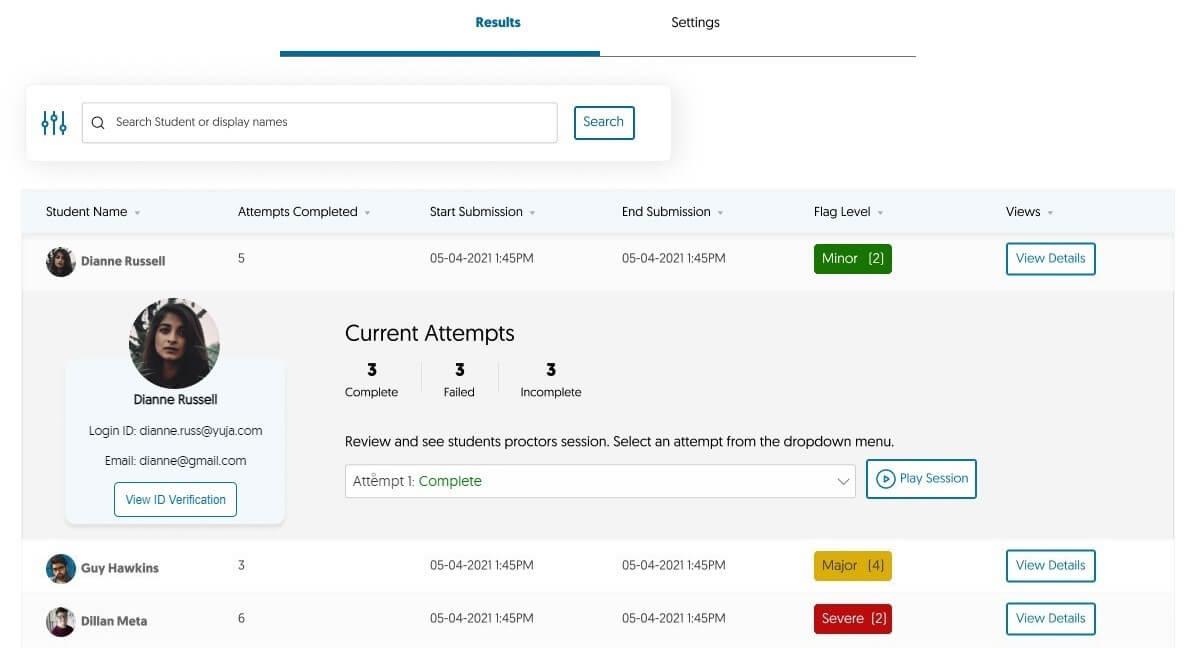 See ID Verification Directly from the Results Dashboard screenshot.