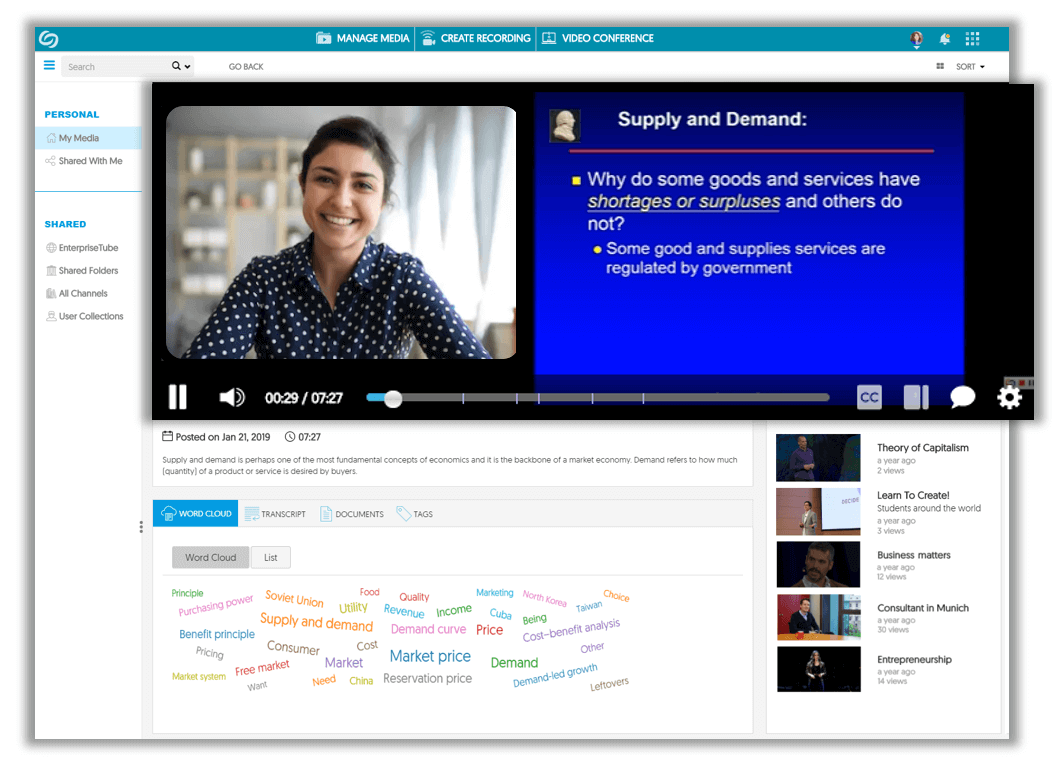 Multi-Stream Playback With Search-Inside-Video and Auto-Captioning