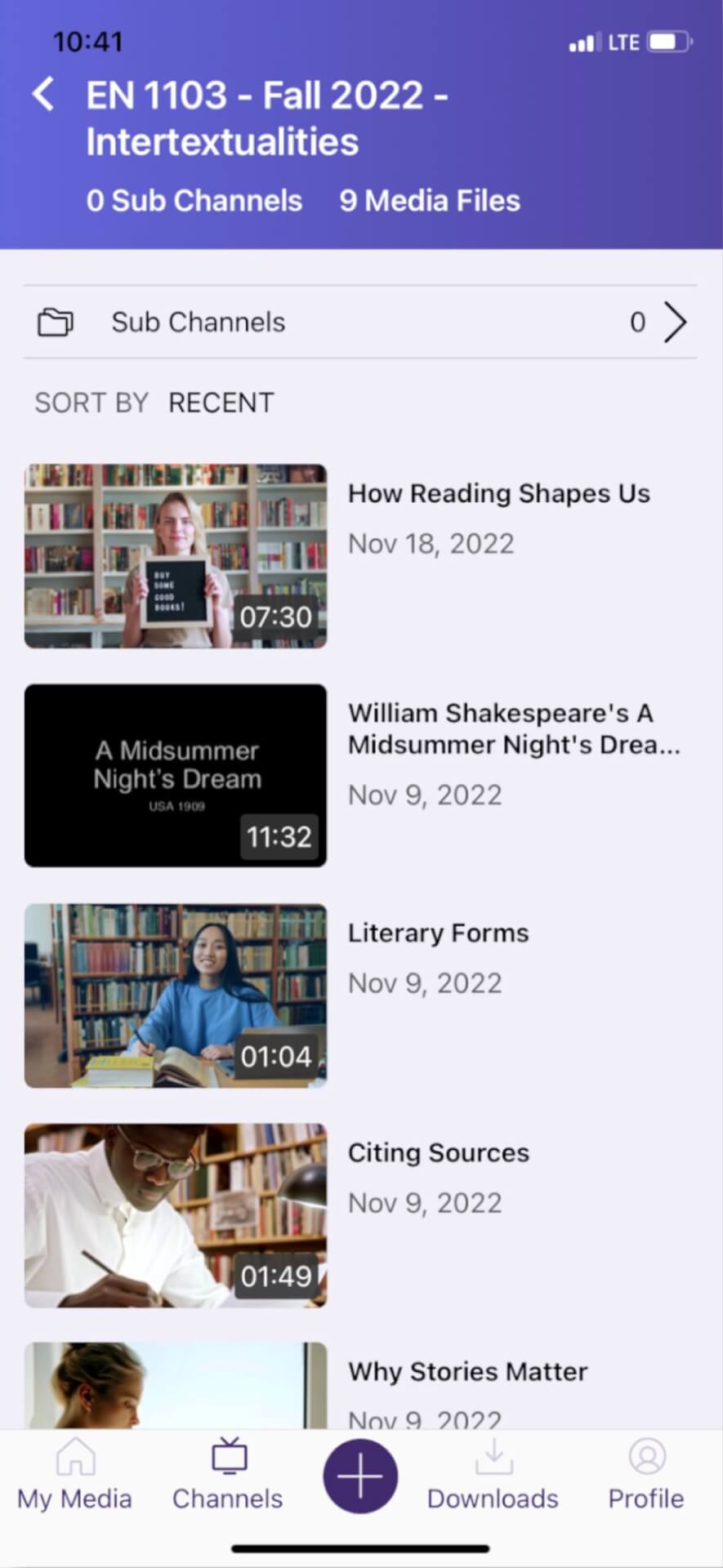 An iPad showing YuJa Media Channel.