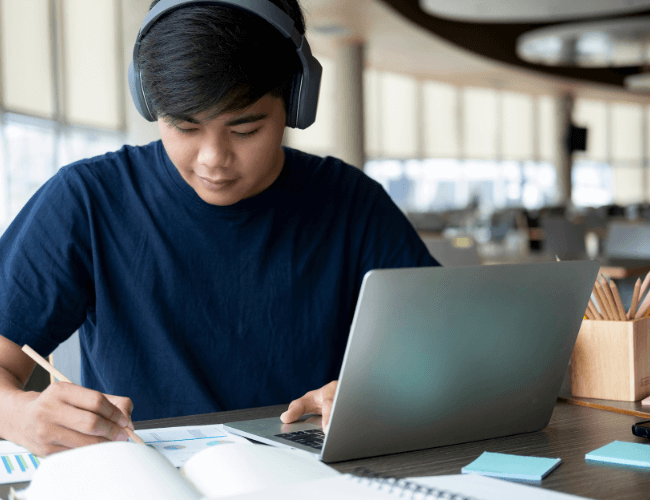 Student with a laptop