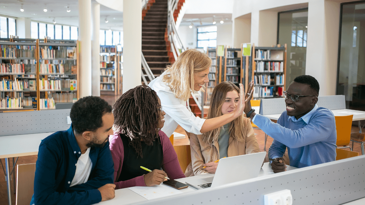 A group of students working together on a project