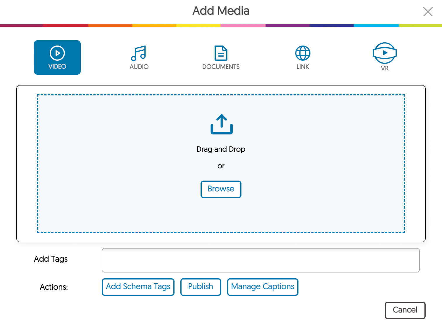 pop up to add media