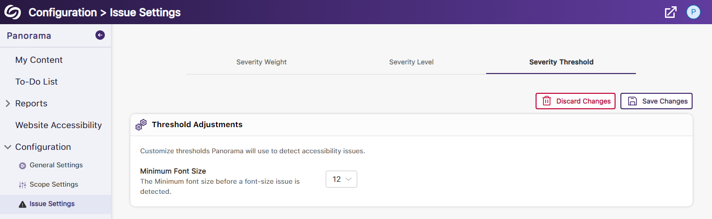 Setting to adjust font size threshold. 