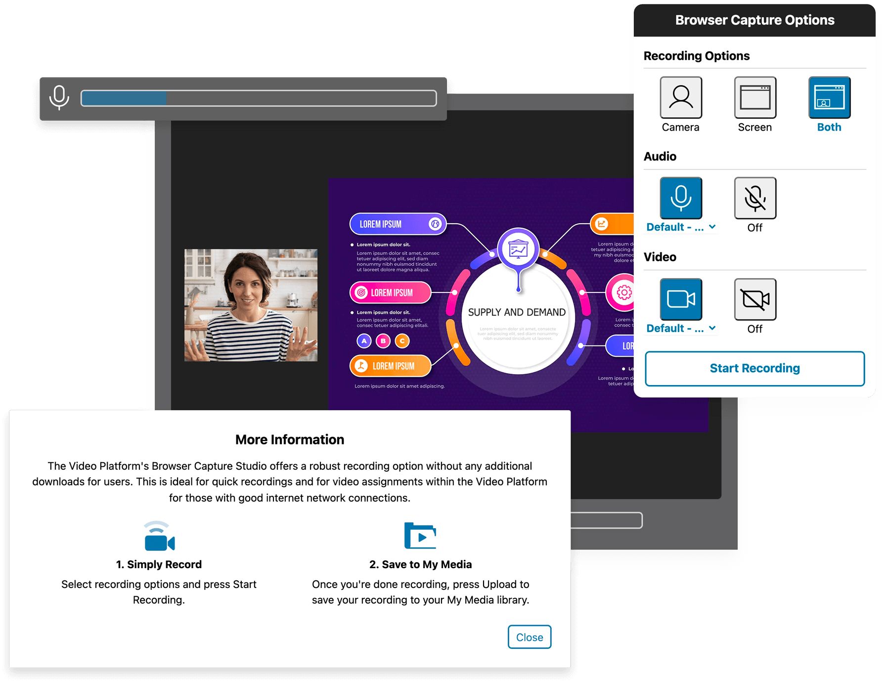Add Video and Audio to Slides, Whiteboards and Your Desktop Screen