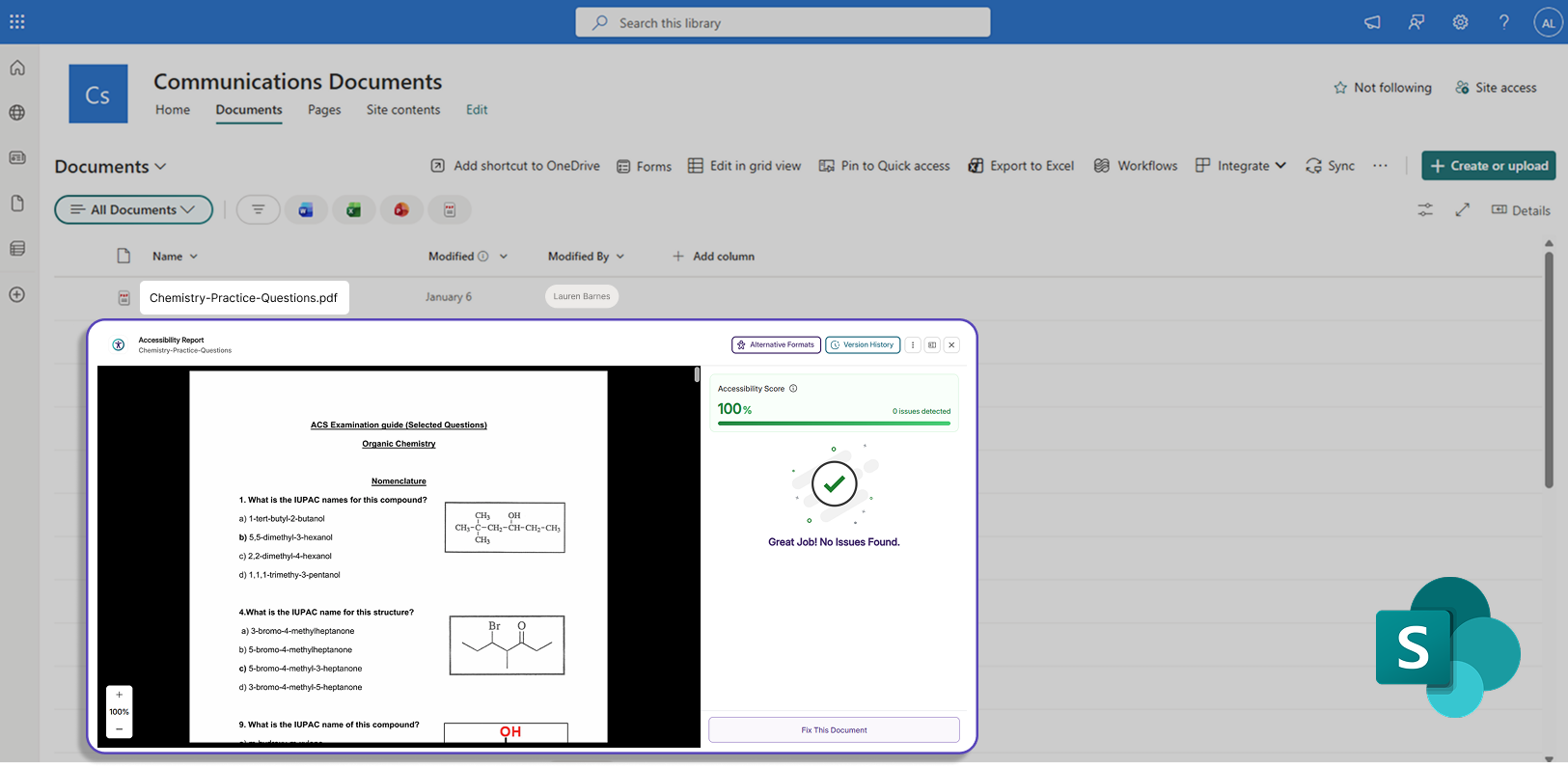 Remediated document automatically replaced in SharePoint and WordPress repository.