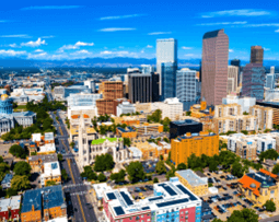 Denver, Colorado buildings from above