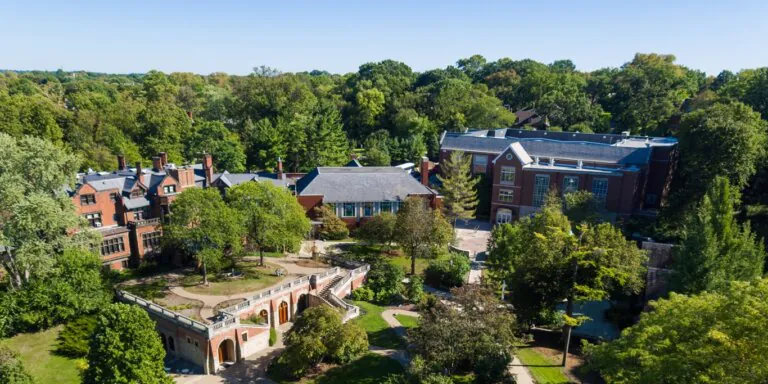 An aerial view of Chatham University’s campus.