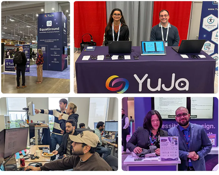 Collage of YuJa employees at work.