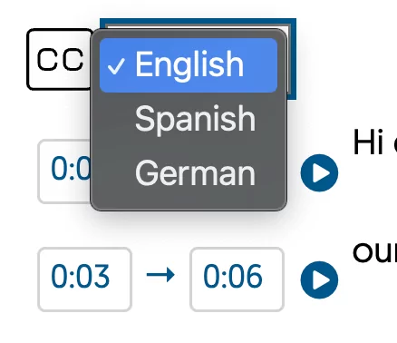 Language selection screenshot.
