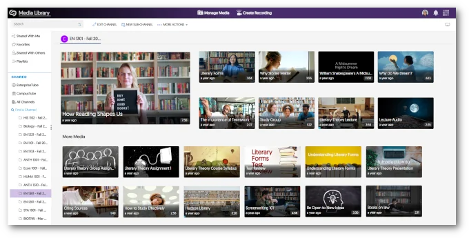 Gallery view of a course channel.