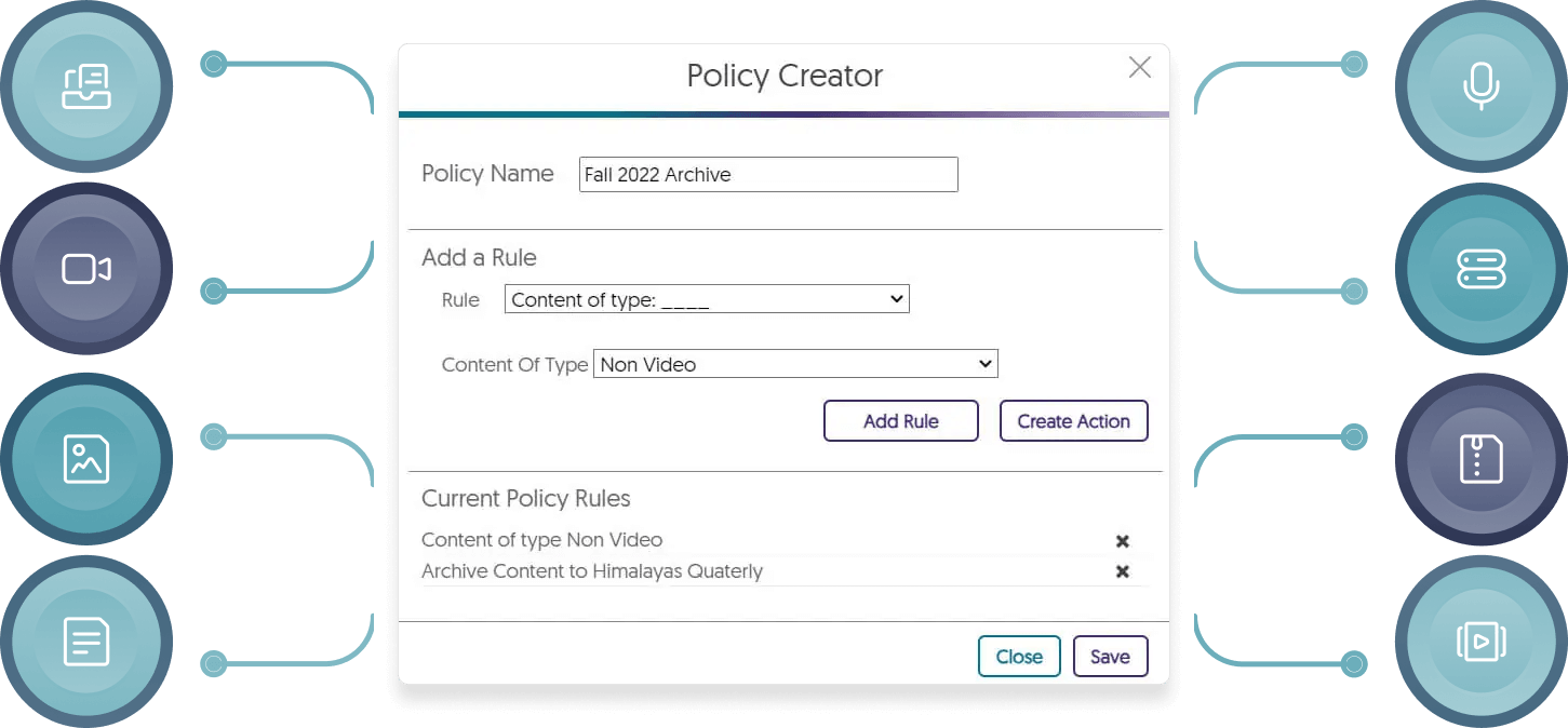 Data Management Tools with Customized Policy Creation