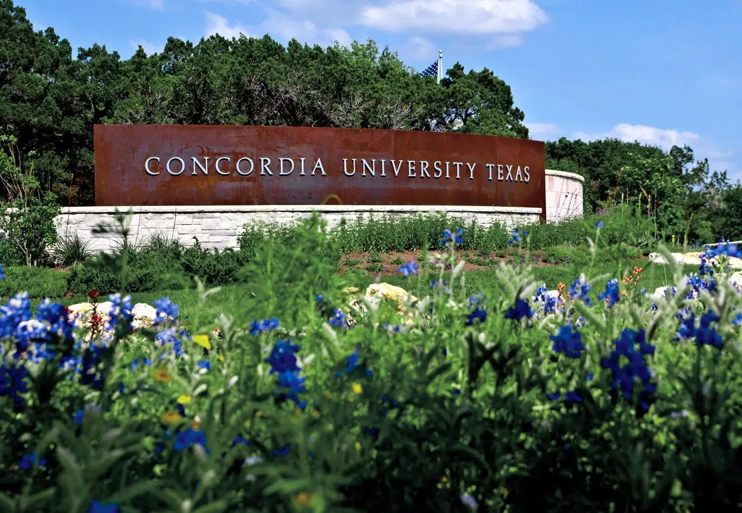 Concordia University Texas campus sign
