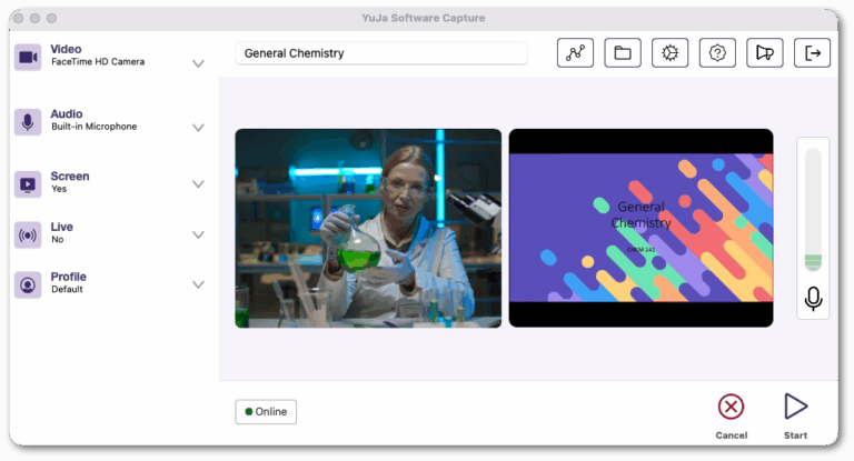 The new software capture confidence monitor featuring a video and screen recording.