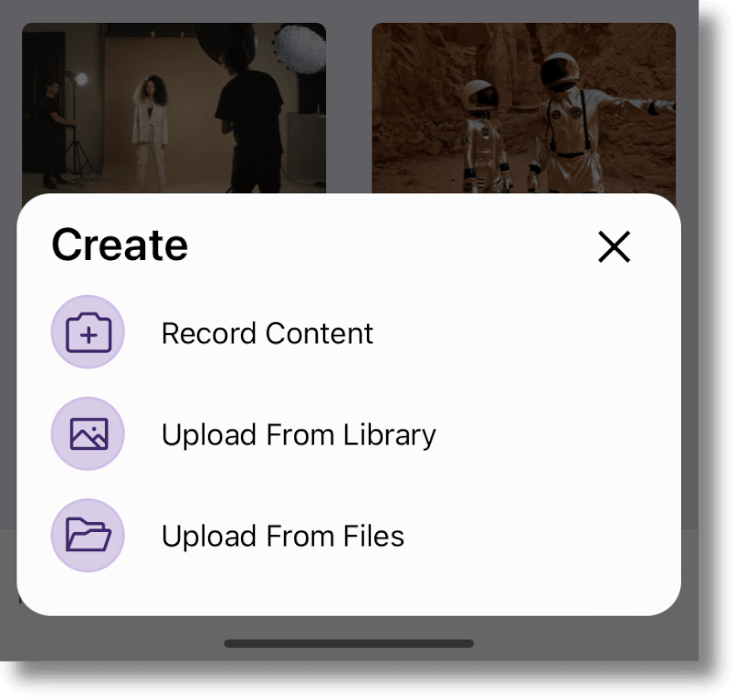 Create record content modal.