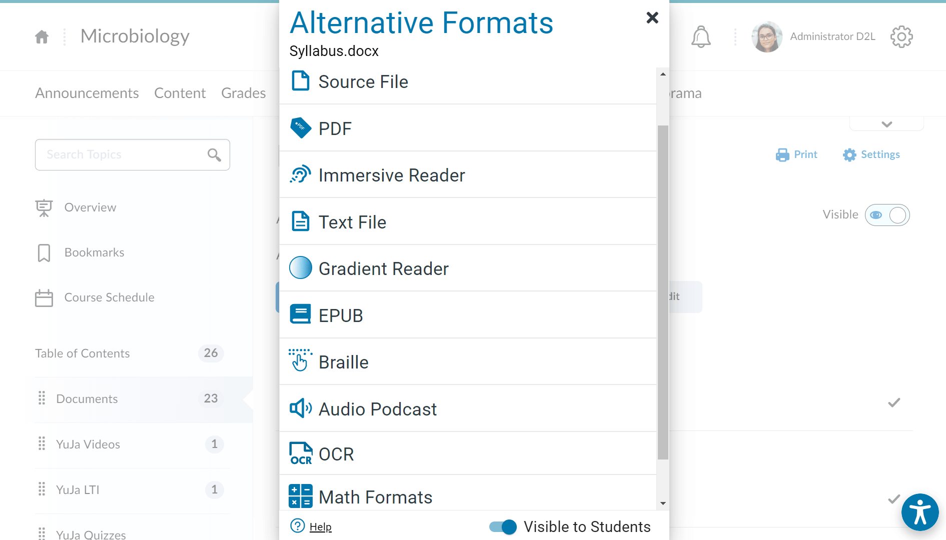 LMS Integration with D2L Brightspace Learning Management System