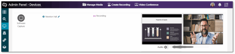 Devices tab showing a preview of a live session.