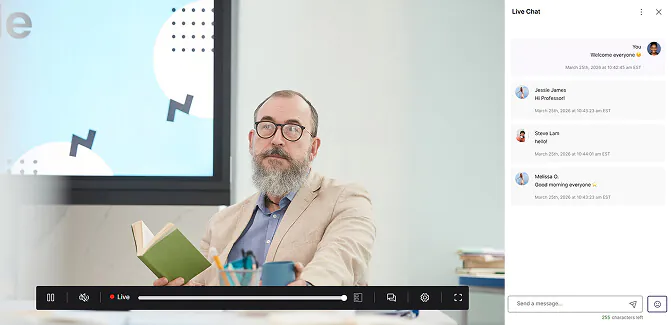 A professor live-streaming his lesson.