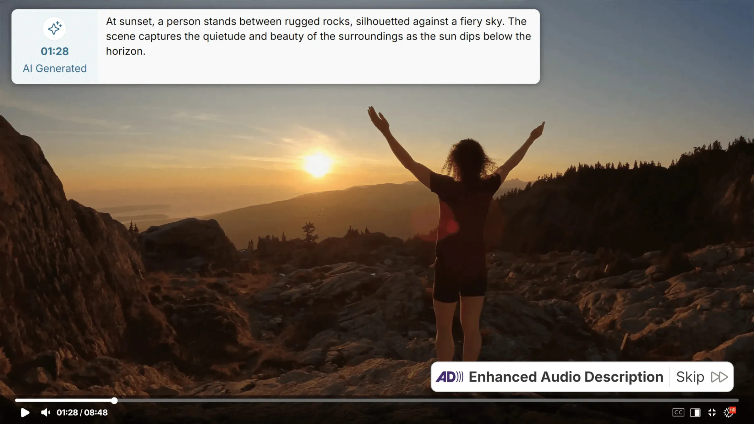 Enhanced Audio Description: Make your institution compliant with Title II accessibility standards by using the Video Compliance Player’s detailed pause-and-play audio descriptions that foster an inclusive viewing experience.