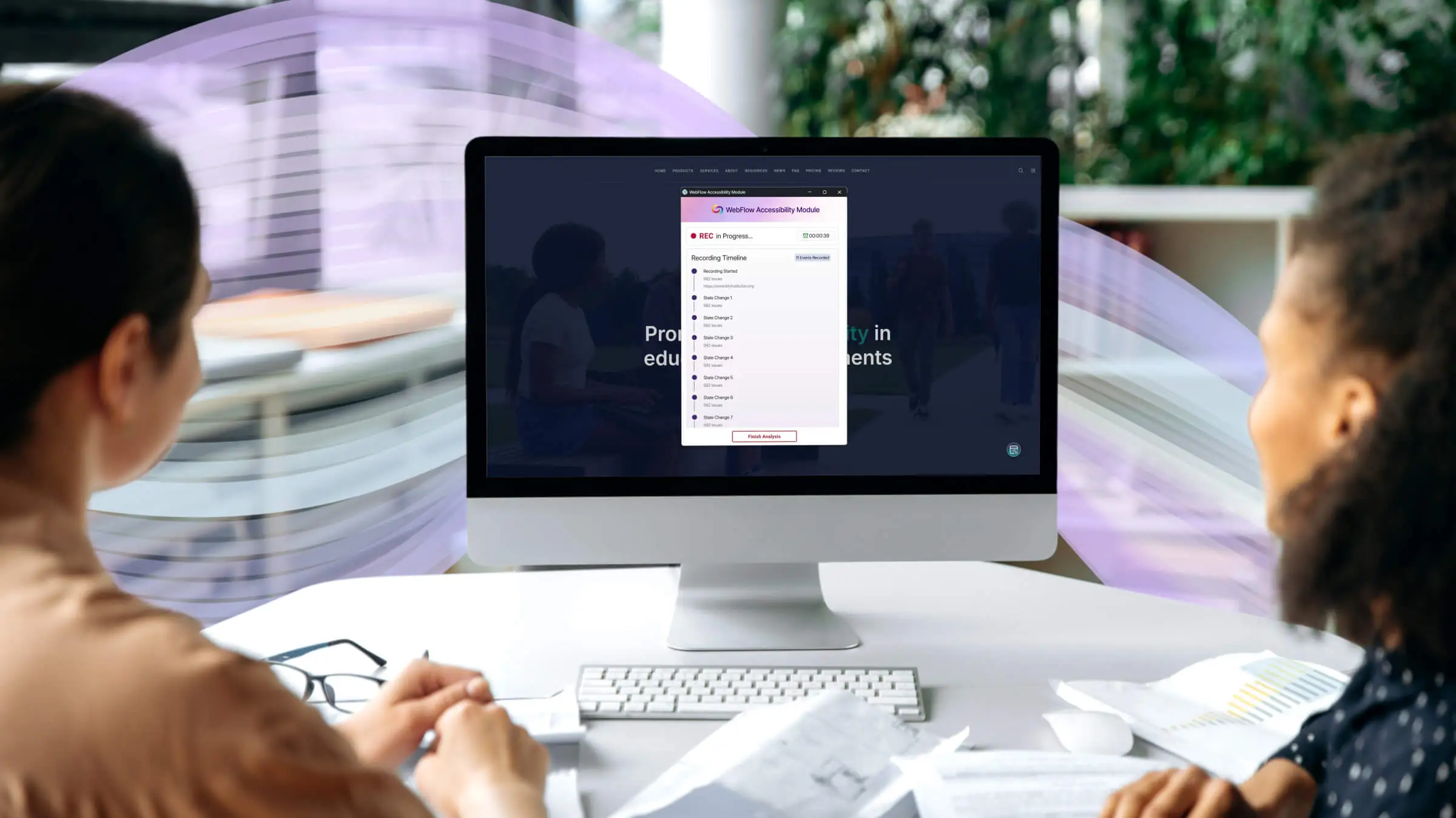 The WebFlow Accessibility Module is displayed on a computer screen.
