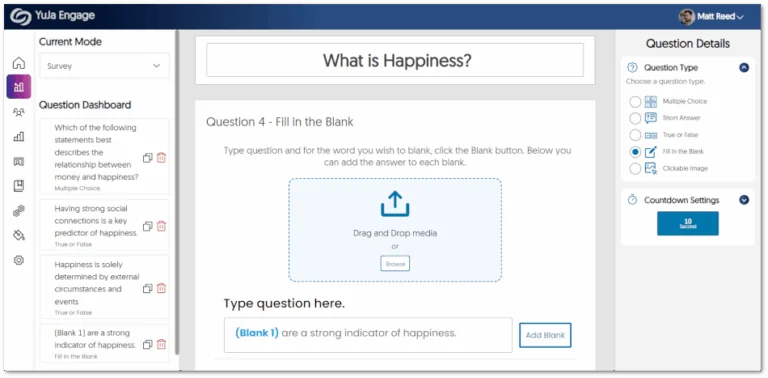 Engage fill in the blank survey.