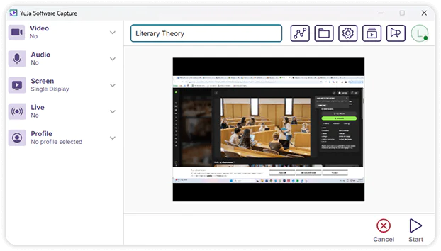 YuJa Software Capture recording a lecture.
