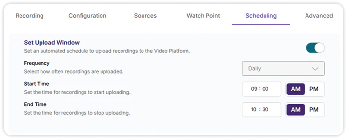 Scheduling window in YuJa Software Capture.
