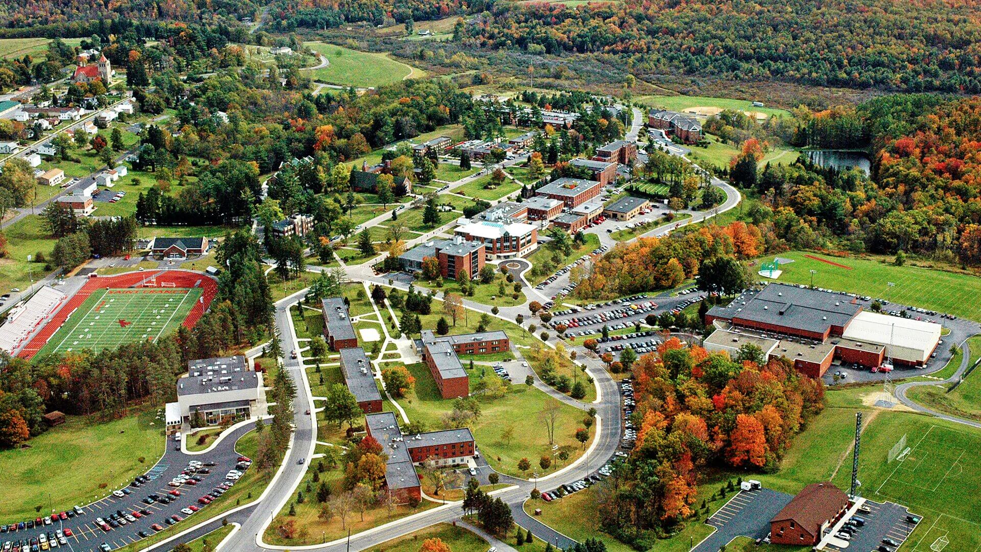 an arial view of Saint Francis University.