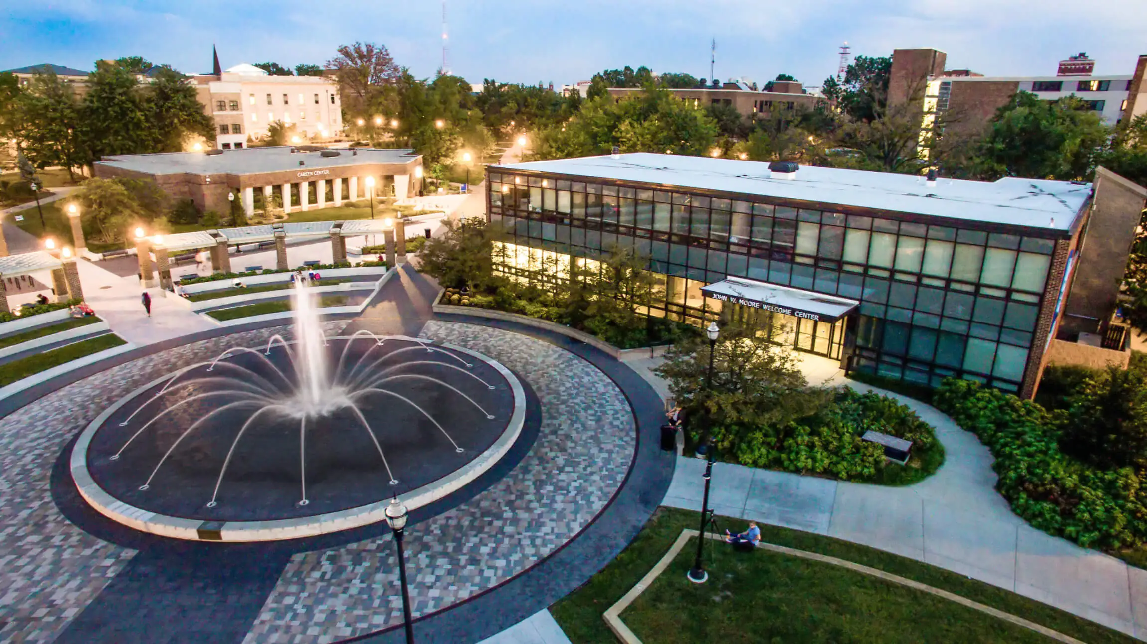 Indiana State University campus aerial view.