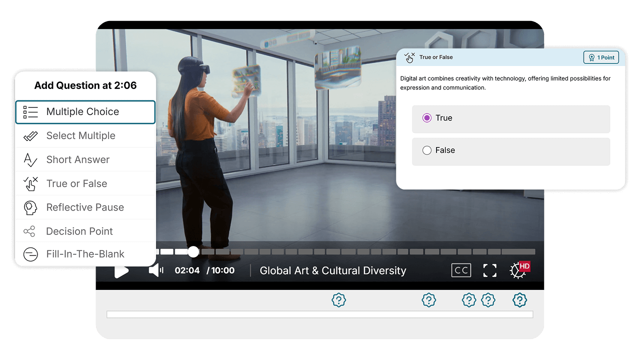 Screenshot of YuJa in-video quizzing.