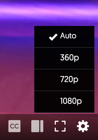 pop up of video quality rates