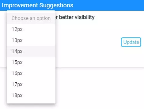 font size options to fix a webpage issue