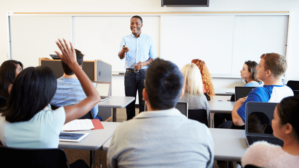 A college professor teaching a class