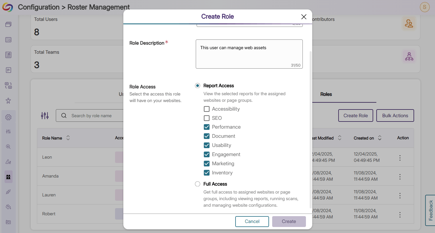 Managing roster roles in EqualGround