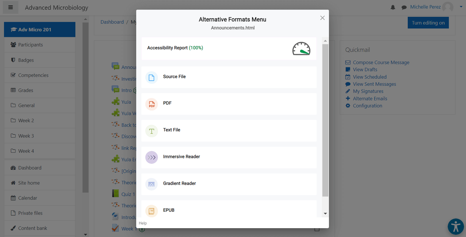 YuJa Panorama has a Deep Integration with Moodle Via LTI and Native API