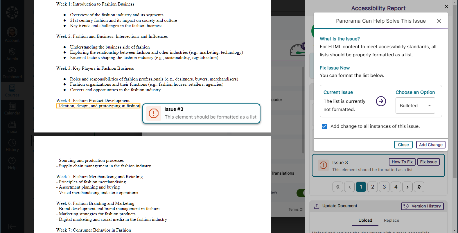 Resolving an issue for unformatted list within the Accessibility Report.