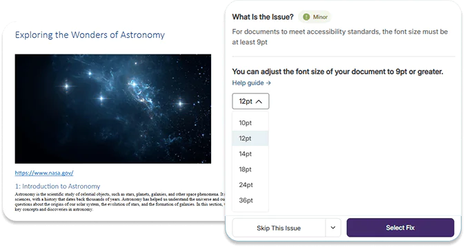 Font size adjustments