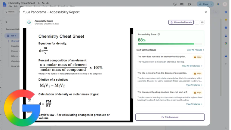 YuJa Panorama Google Workspace Accessibility Module – v26.5.0 Release
