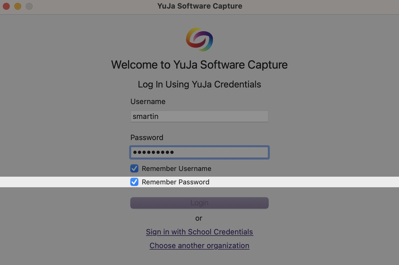 The remember password option is shown on the login page.