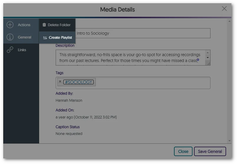 Option to turn folder into Playlist in the Media Details panel.