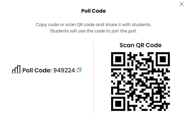  A YuJa Engage poll and QR code used to join polls.