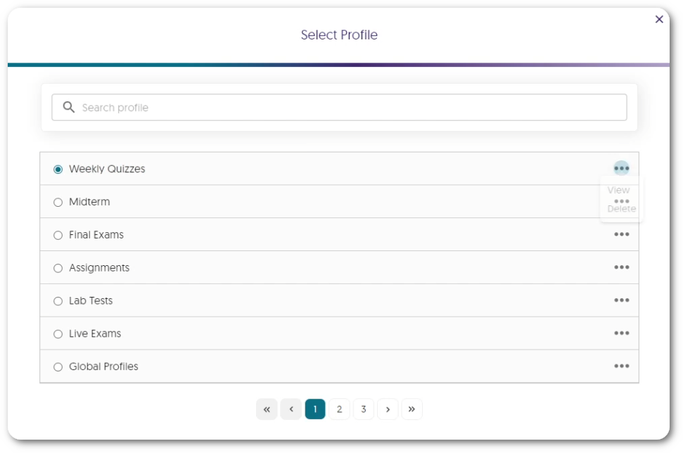 A list view of profiles created.