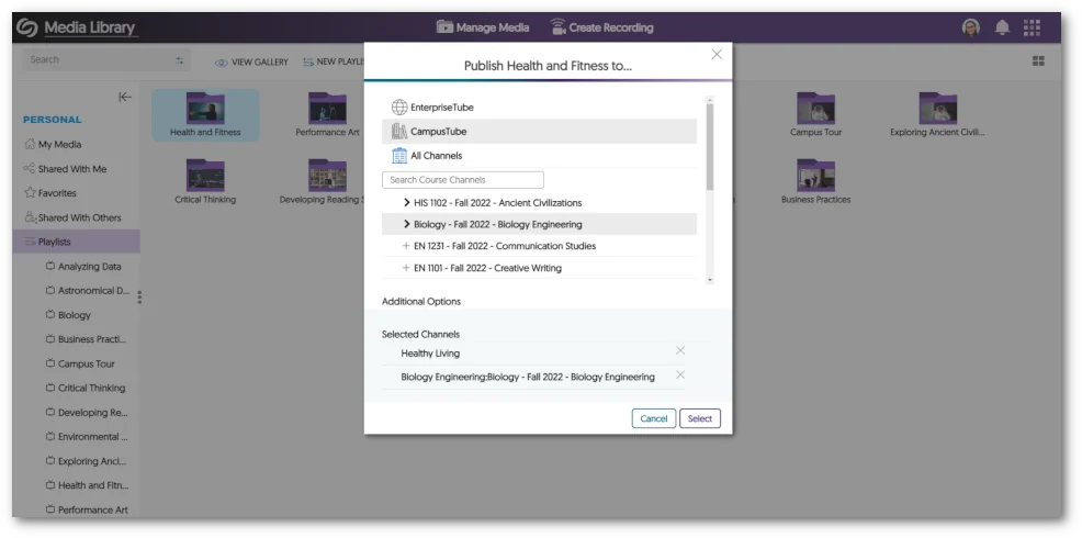 A Playlist being published into multiple areas.