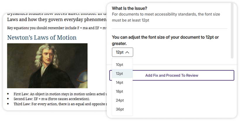 Font size adjustments