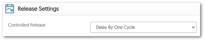 Release Settings panel showing Delay By One Cycle selected from the Controlled Release drop-down menu.