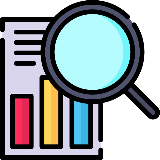 A magnifying glass looking at a graph