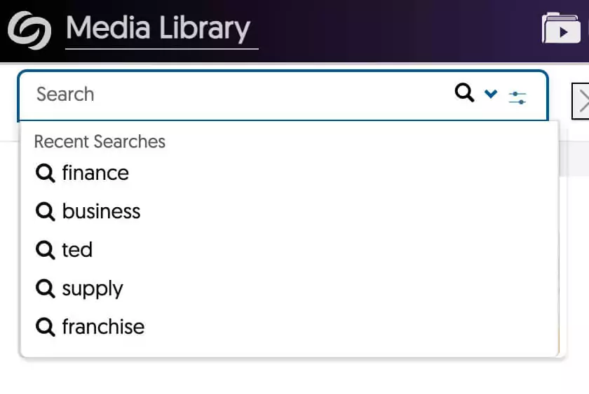 YuJa Search Media Library UI.