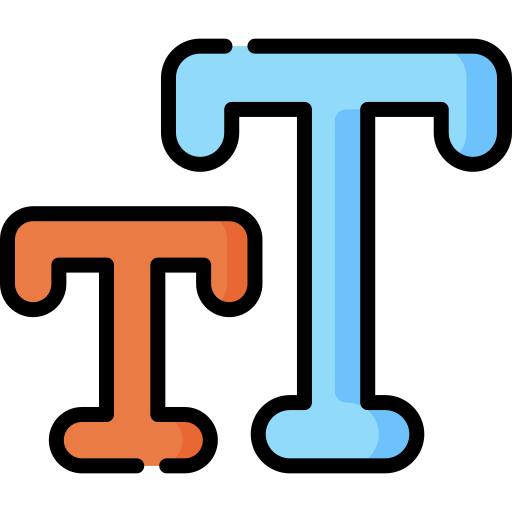 Two different sizes and colored letter Ts