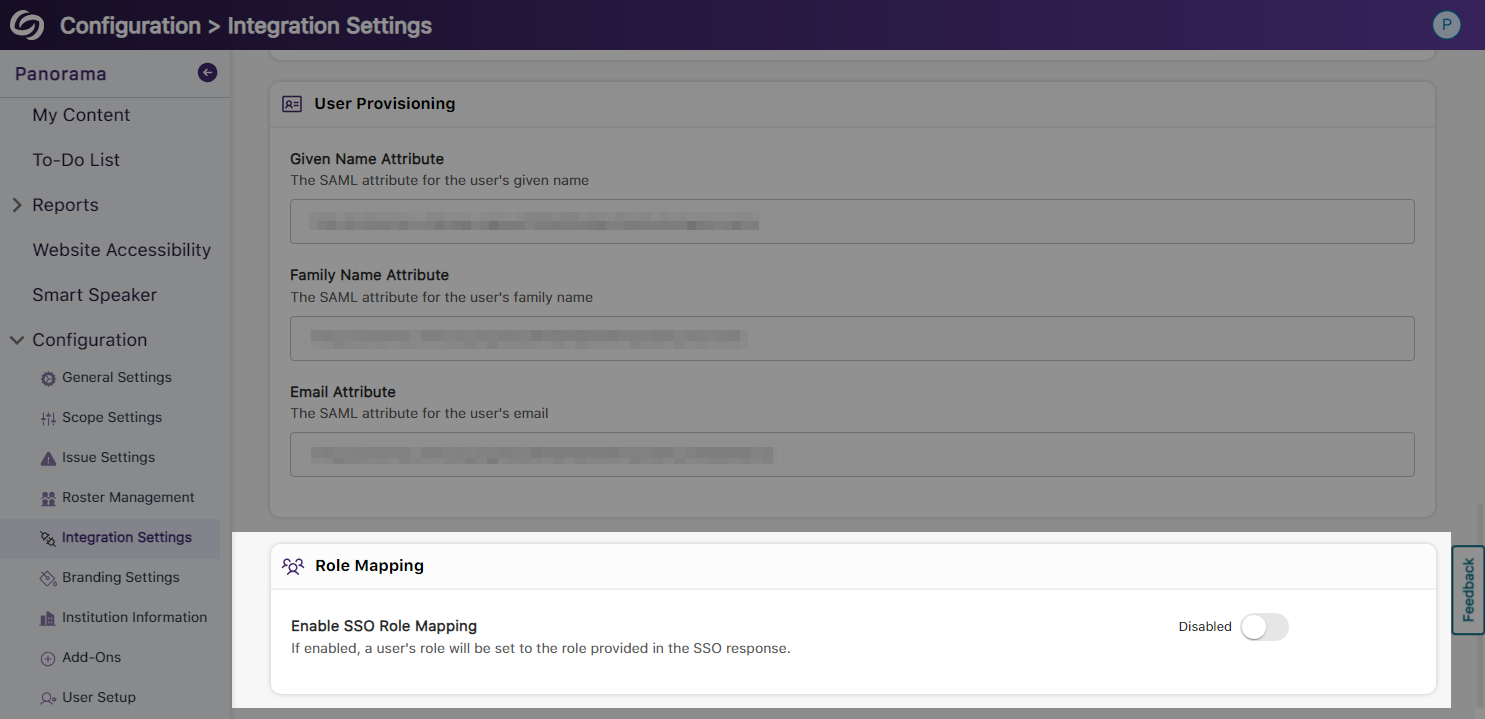 The option to disable SSO role mapping.