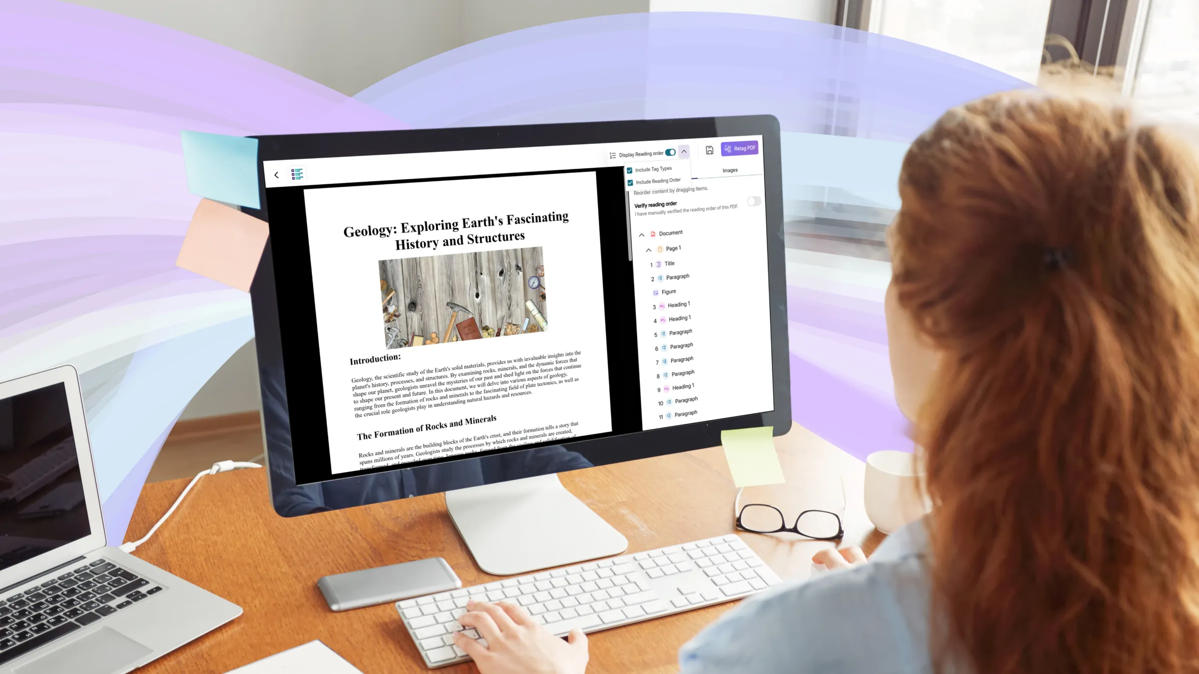 A woman uses the YuJa Structure Remediation Max Module on her PC.